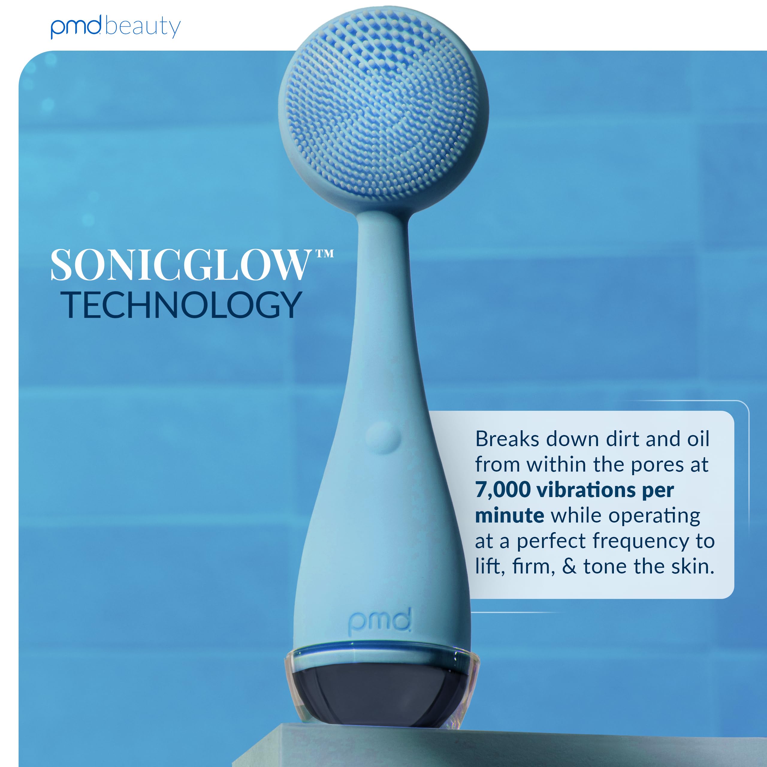 PMD Clean - Smart Facial Cleansing Device with Silicone Brush & Anti-Aging Massager - Waterproof - SonicGlow Vibration Technology - Clear Pores and Blackheads - Lift, Firm, and Tone Skin view 2