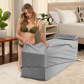 Liberator Aria Flip Chaise 18 Inch Wide - Convertible Sex Chair and Bed Bench, Liberty Grey