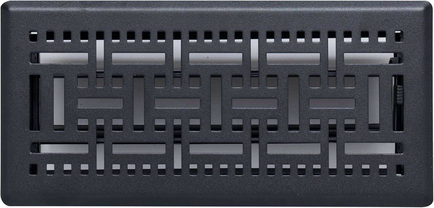 [8 Pack] Fits 4x10 and 10x4 Duct Opening | Decorative Floor Register with BasketWeave Design by Handua | Heavy Duty Walkable Design | Damper |Floor Vent | Easy Adjust Air Supply Lever | Polished Brass