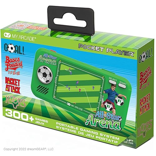 Miniatura 8 de My Arcade All Star Arena Pocket Player- Juego deportivo portátil de fútbol para niños y adultos con 307 juegos retro, pantalla de 2.75 pulgadas