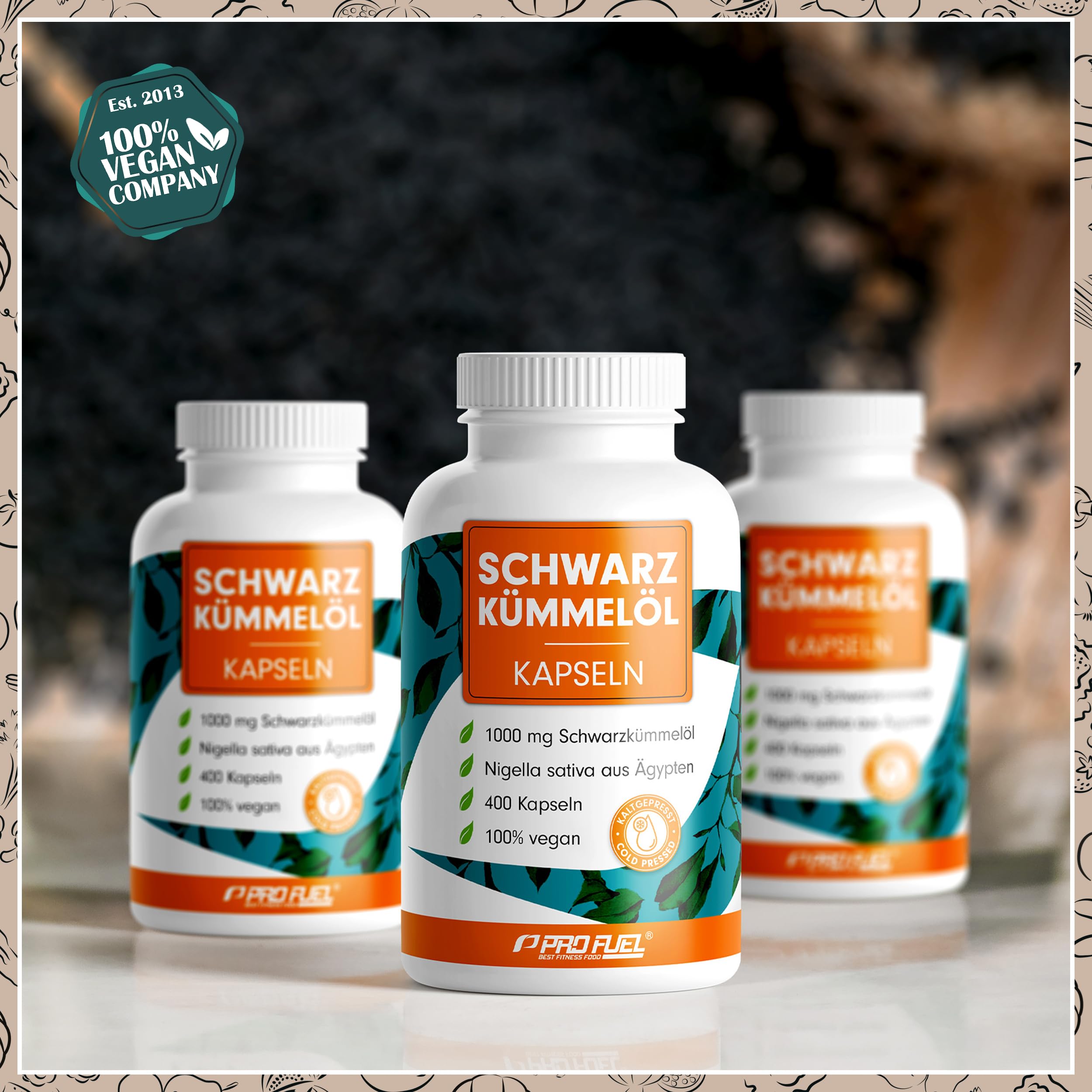 Schwarzkümmelöl Kapseln 400x VEGAN, 1000mg ägyptisches Schwarzkümmelöl Tag pro Tag, WICHTIG: Vegane Kapselhülle OHNE Gelatine!, natürliches Vitamin E, laborgeprüft & zertifiziert, Vorrat für 200 Tage