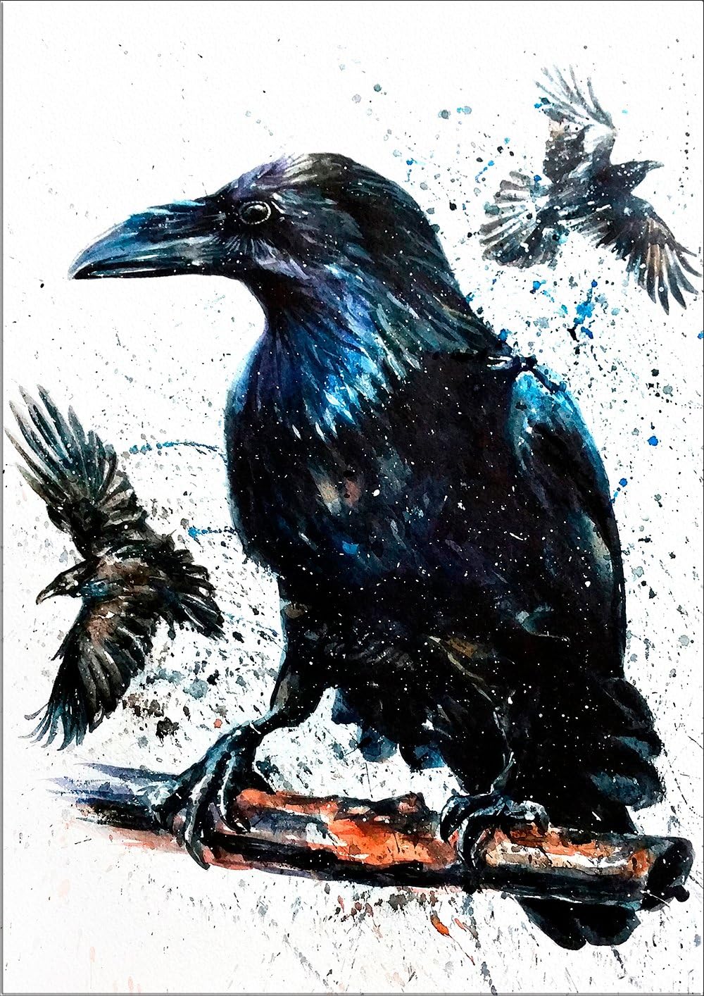 Buy 7Dots Art. Wild Animals. Watercolor Art Print, Poster 8X12 (A4) On Fine Art Thick Watercolor Paper For Living Room, Bedroom, Bathroom, Kid's Room. Wall Art Decor With Animals. (Raven) Online In