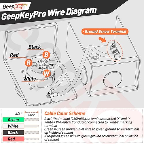 Miniatura 8 de Cable generador de 30 amperios y caja de entrada de alimentación preperforada, cables de generador de 15 pies de 30 amperios, 125250 voltios, 7500