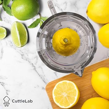 CuttleLab Glass 2 Cup Juicer Clear - Lemon and Lime Manual Squeezer Citrus reamer