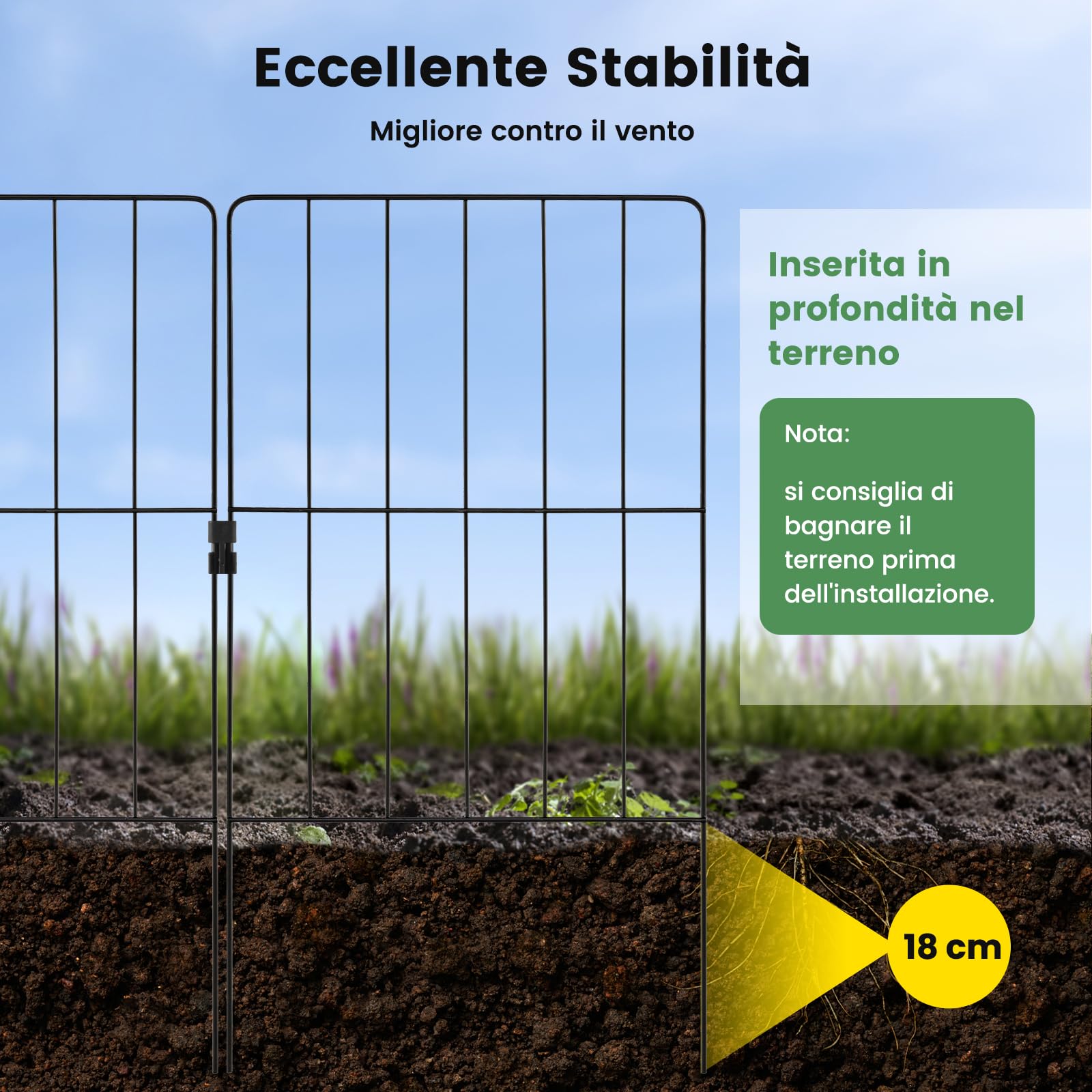 COSTWAY Recinzione da Giardino 33 cm (L) x 61 (A) 25/15 Pannelli, Bordure per Aiuole in Metallo Antiruggine e Robusto, Cancello da Esterno Pieghevole per Giardino, Orto ed Cortile (25)
