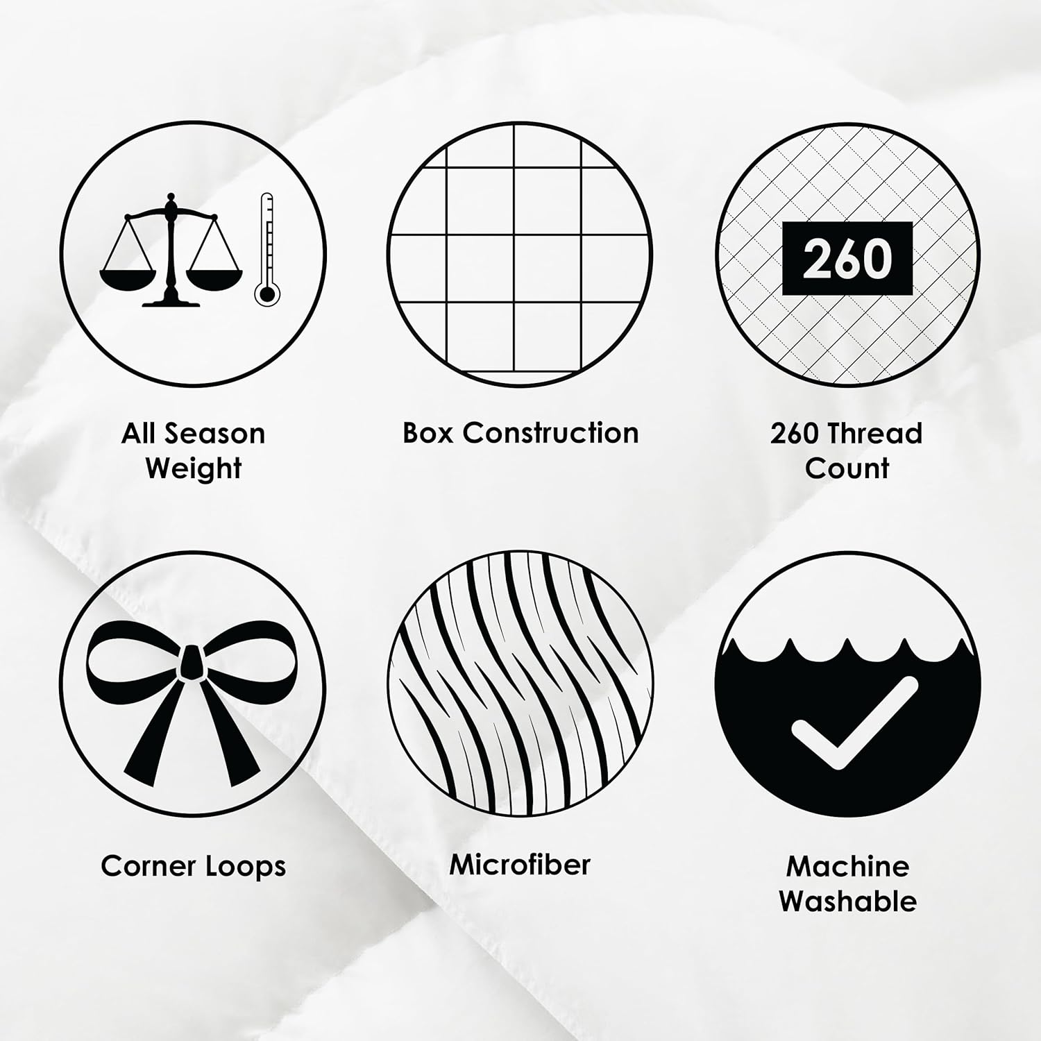 Canadian Down & Feather Co. - All Season Microfiber Down Alternative Duvet Comforter Queen Size - Machine Washable - 260 TC Shell 100% Cotton - Oeko TEX Certified