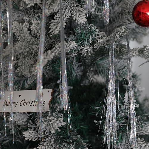 Miniatura 8 de 10000 hebras de carámbanos de oropel de Navidad, carámbanos de oropel iridiscentes plateados, carámbanos de flecos, árbol de Navidad, decoración de