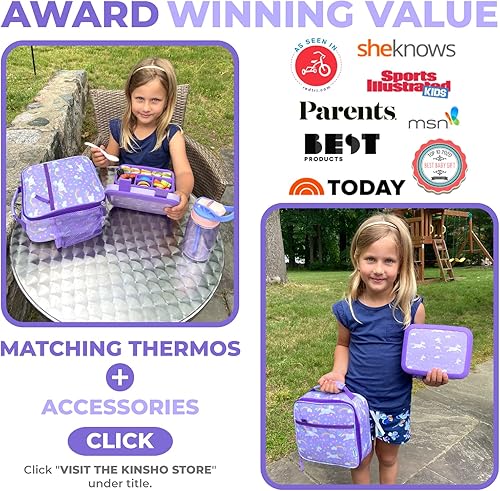 Miniatura 106 de Kinsho - Lonchera bento infantil, 5 secciones para control de porciones, bandeja de plástico desmontable sin bisfenol A, para niños preescolares