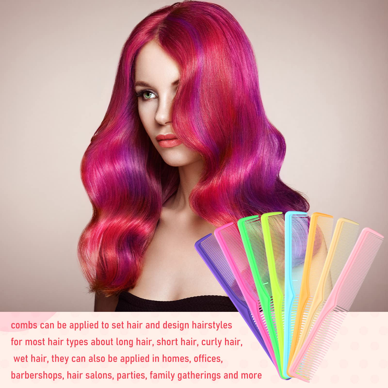 24 peines de fibra de carbono para peinar peluquería, peine de dientes finos y anchos, peine de peluquería, peine de peluquería profesional, peine de corte de pelo, cepillo de pelo para mujeres y