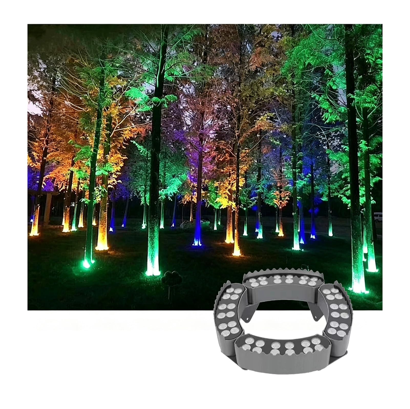 Lampa krajobrazowa LED, regulowany pierścień świetlny IP65 na drzewa, reflektor LED, 4 kolory, do dekoracji ogrodu na zewnątrz, czerwony, żółty, niebieski, zielony (AC110V)
