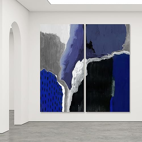 Empire Art Direct Arte abstracto AB de cobalto para pared, sin marco, panel de vidrio templado flotante, listo para colgar, sala de estar,