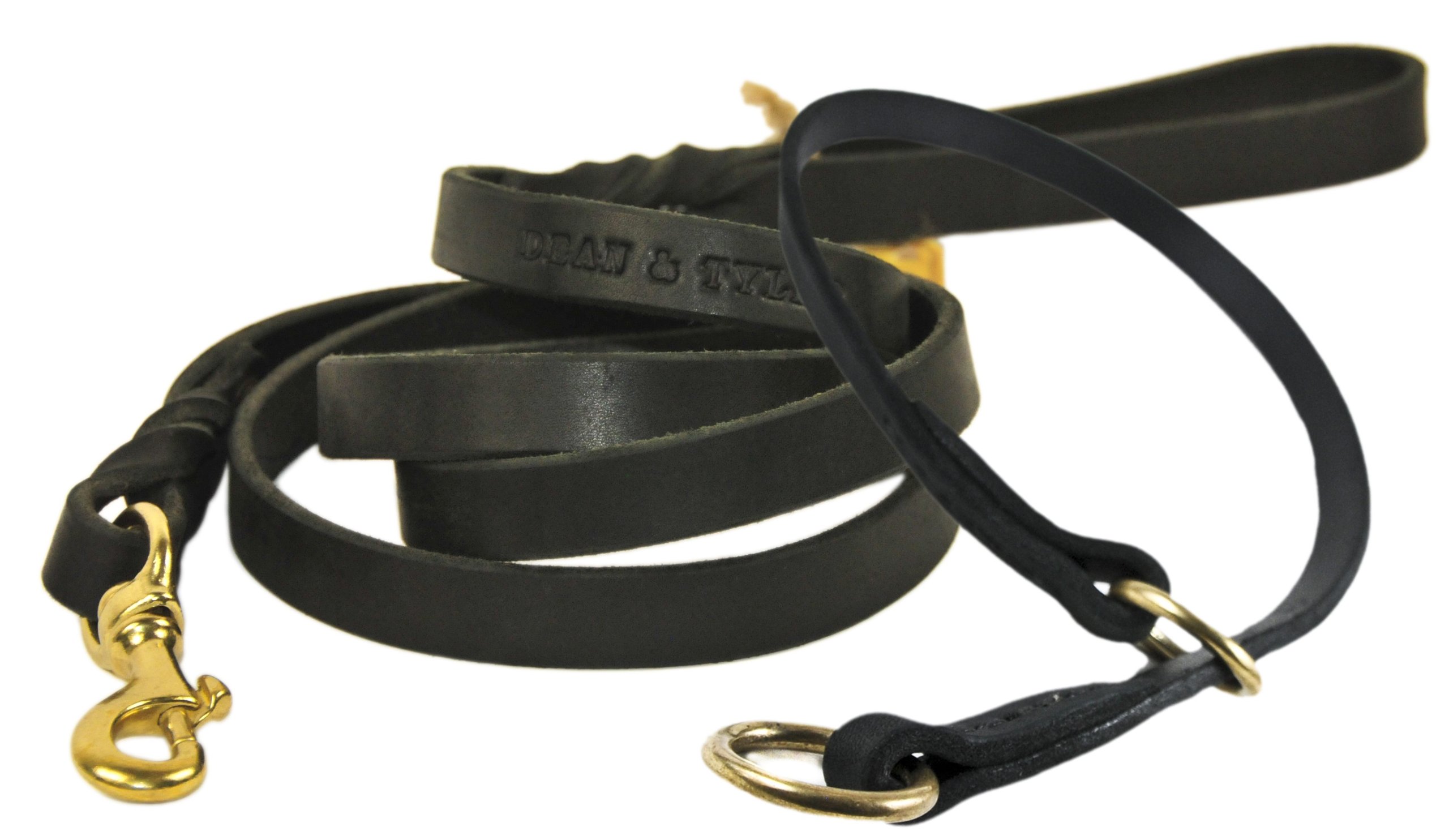 Collier Tranquility 96,5 cm et laisse de 1,8 m en cuir avec mousqueton en laiton