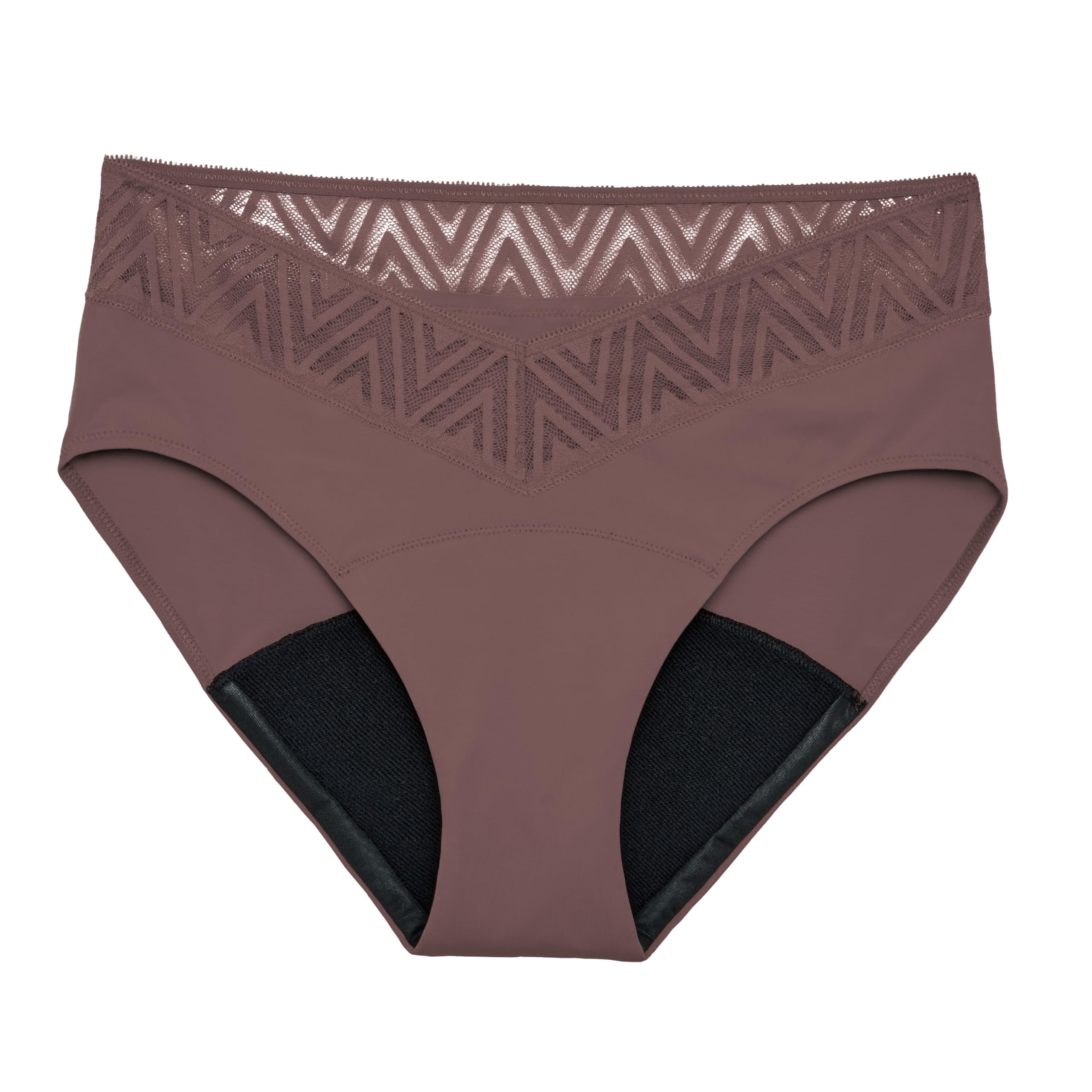 Thinx Period Underwear, Comfort-Stretch Hip Huggers, Holds Up to Regular 12 Tampons, FSA HSA Approved Period Panties, Menstrual Underwear for Women, Leakproof & Reusable, Hazelnut w/Lace, L