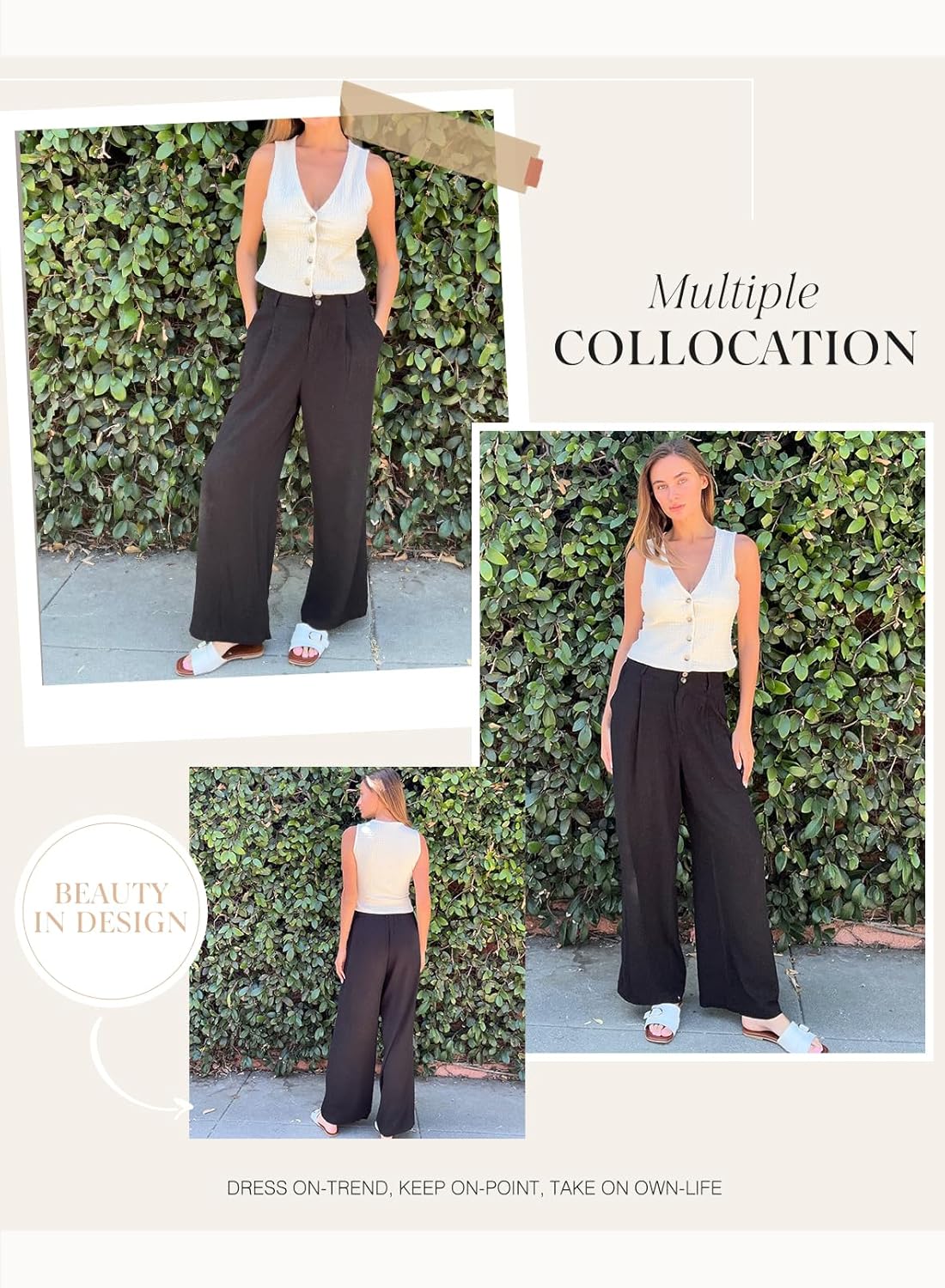 Dokotoo Women's Casual Loose Wide Leg Linen Pants - Image 4