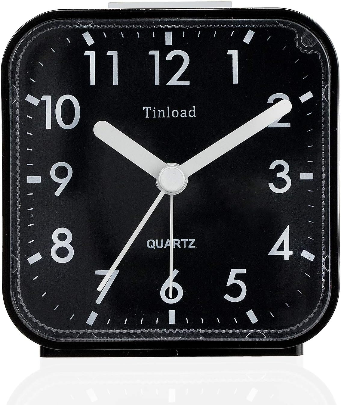 Tinload Small Battery Operated Analog Travel Alarm Clock Silent Non Ticking, Gentle Wake, Ascending Beep Sounds, Snooze,Lighted on Demand, Easy Set