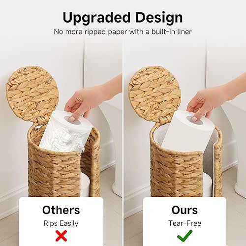Miniatura 4 de StorageWorks Soporte de papel higiénico de pie de jacinto de agua para baño, 3 rollos de almacenamiento de papel higiénico, soporte para rollo de