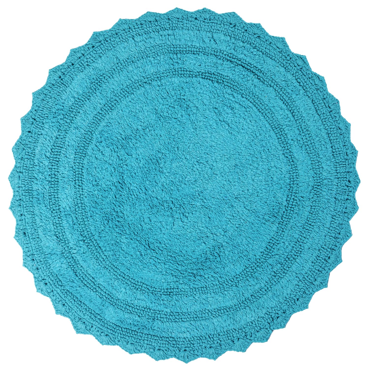 RAJRANG Round Bathroom Rug Pearled Bluebird Crochet Cotton Bath Mat | Reversible, Absorbent, Non-Slip Rug for Bathroom, Spa & Kitchen |