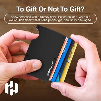 Hayvenhurst Wallet for Men - Slim RFID Blocking Metal Wallet with Cash Strap, Minimalist Front Pocket Credit Card Holder, Small Mens Wallet