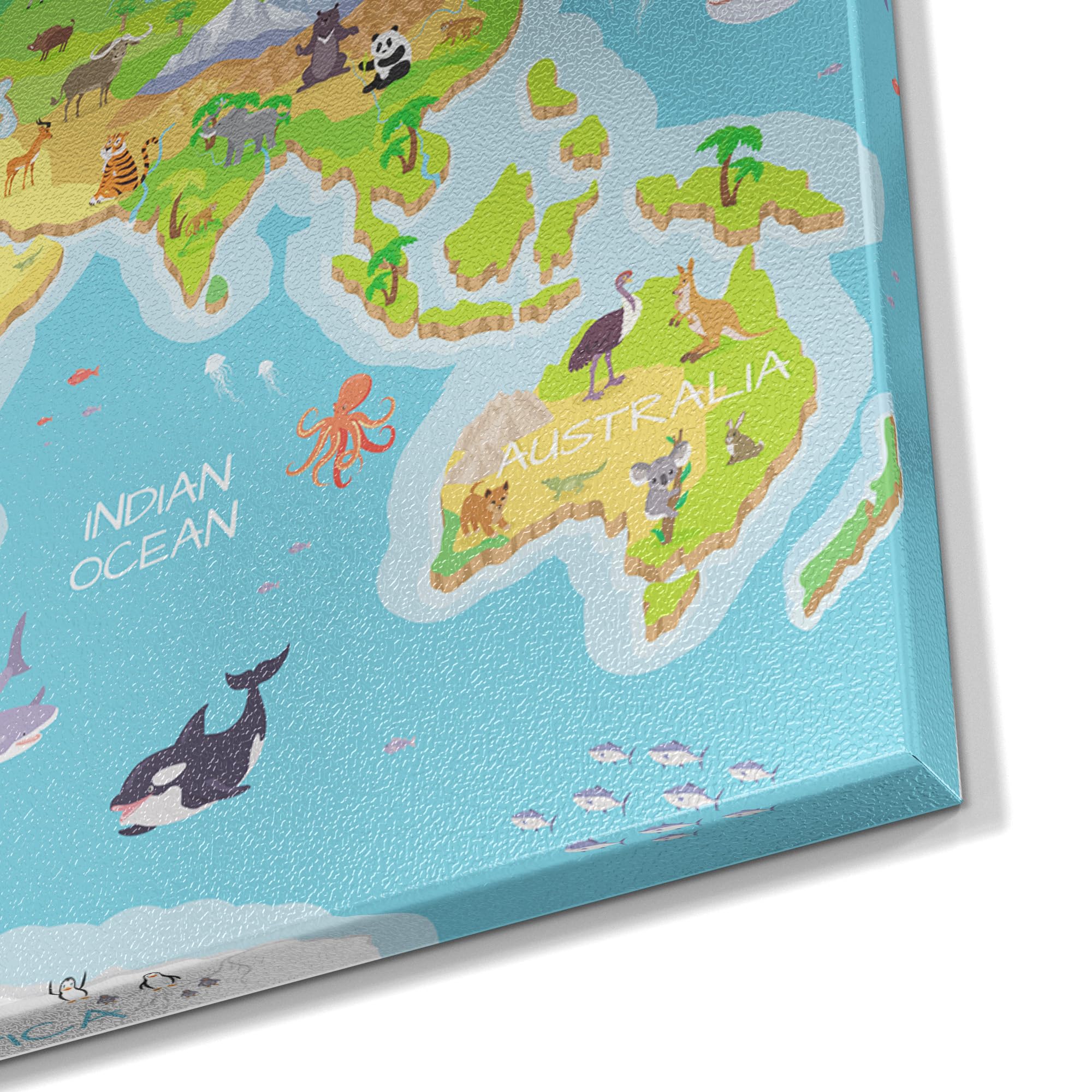 DEQORI Pizarra magnética de metal, 60 x 40 cm, diseño de mapa del mundo infantil para todos los imanes, pizarra magnética de pared para cocina y oficina, diseño magnético
