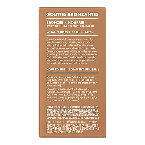 Miniatura 7 de e.l.f. SKIN - Gotas bronceadoras, bronceador líquido para rostro y piel, crea un brillo bañado por el sol, infundido con vitamina E, vegano y libre