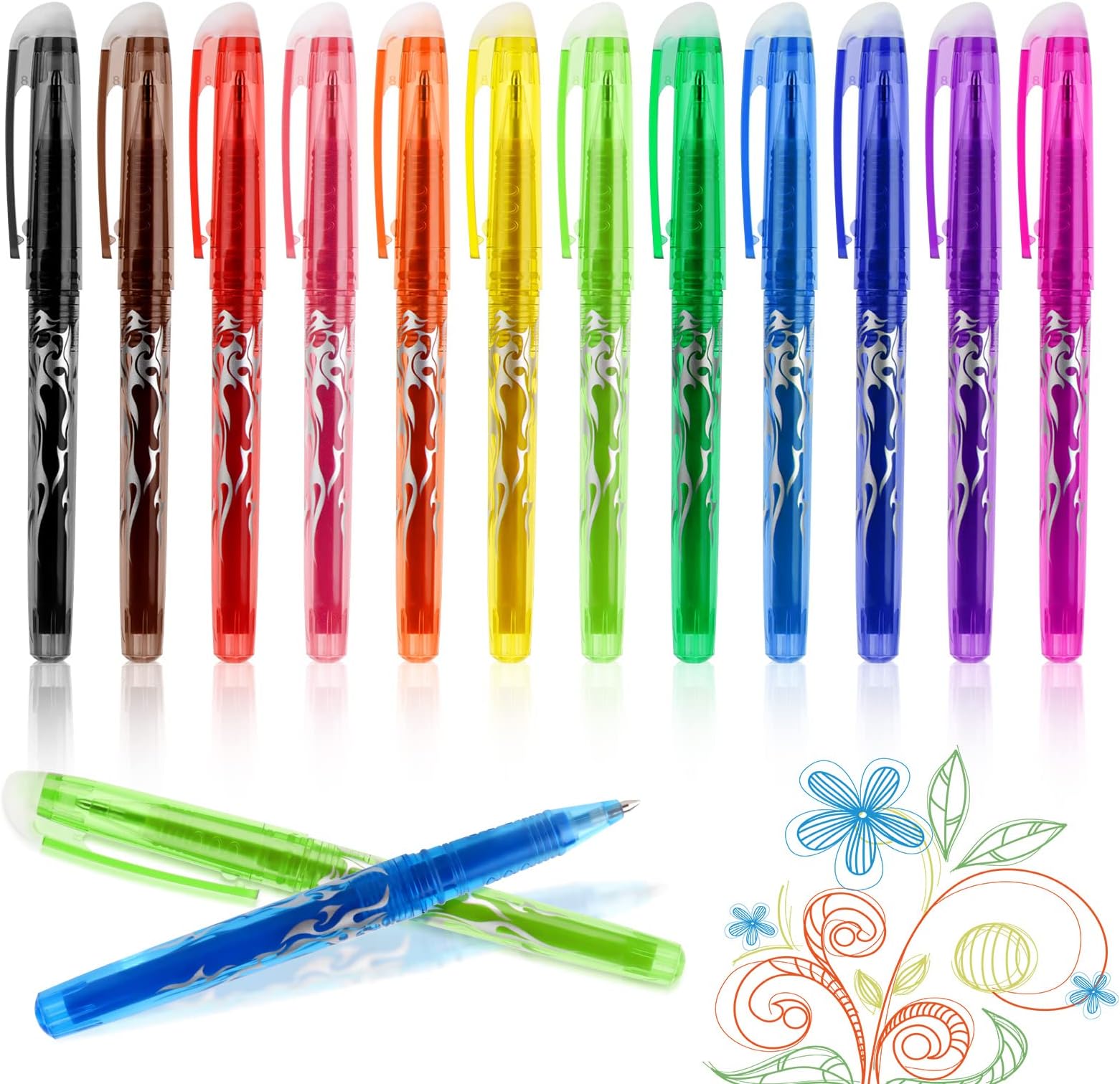 8 Radierbare Gelschreiber 0,5mm - Blaue Kugelschreiber Mit Thermotinte Für Schule & Büro