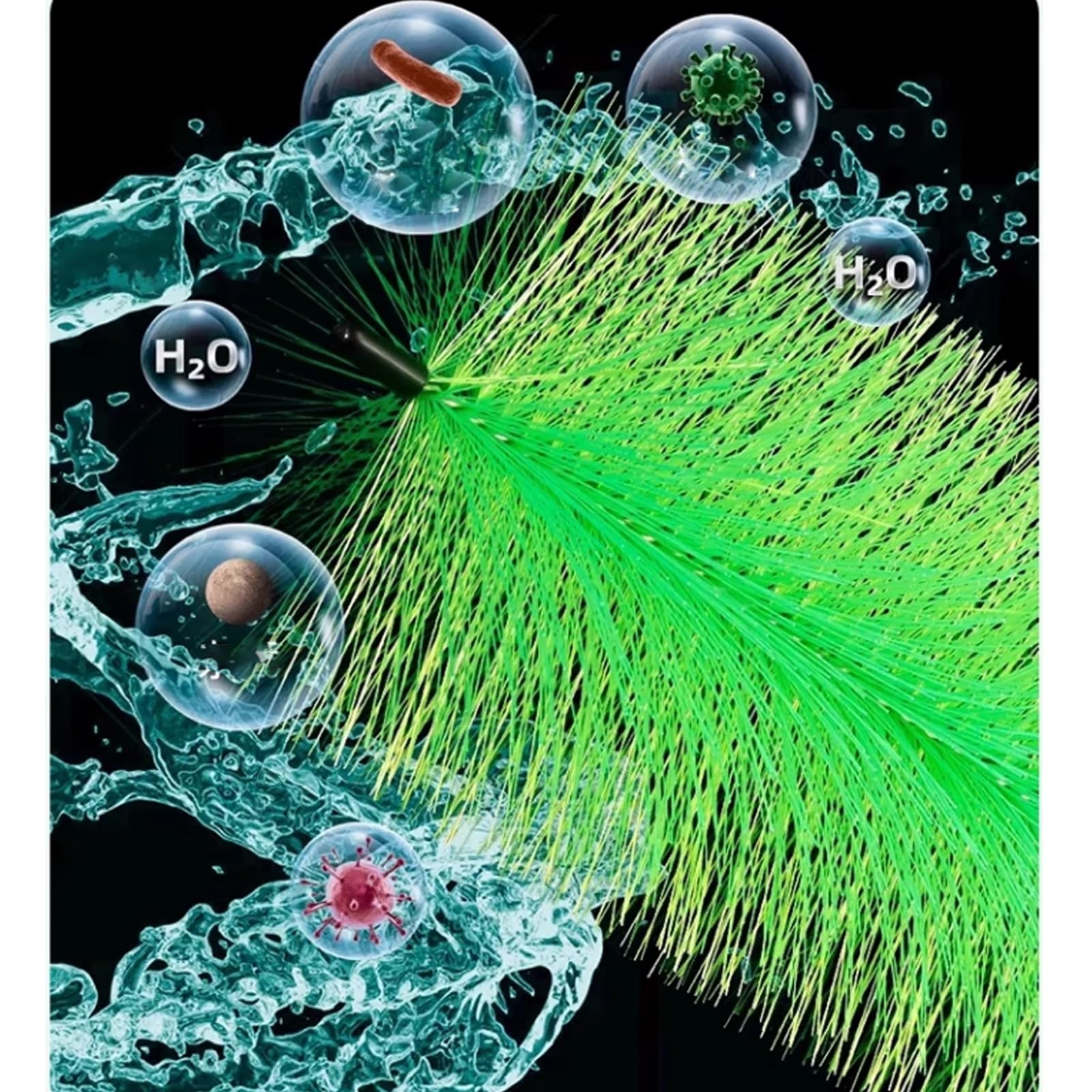 Paquete de 50 cepillos de filtro de estanques de peces de acero inoxidable, herramientas grandes de filtración de agua para estanques koi, acuarios y jardines acuáticos (100 cm)