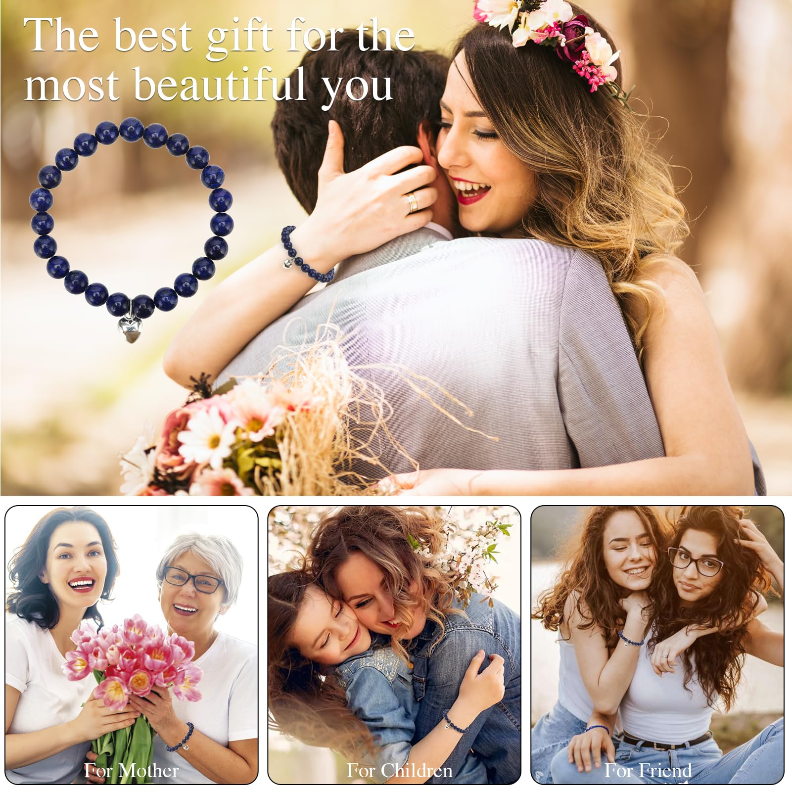 VICKHU Beaded Bracelets for Women Encouragement Healing Natural Gemstone Butterfly Heart Bracelets Gifts for Women Mom Daughter Wife Sister Coworker Friend teacher on Christmas Thanksgiving