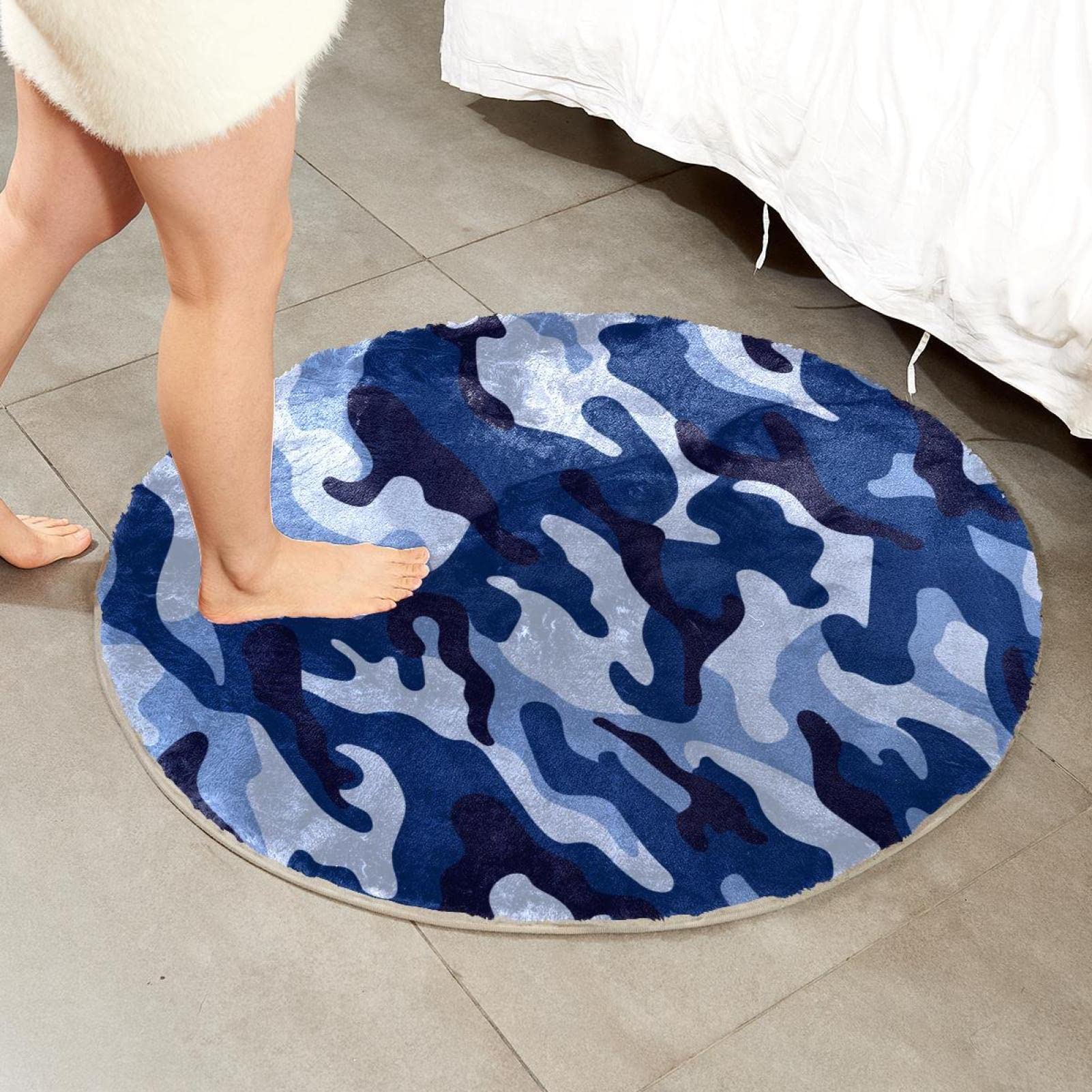 Teppich für Schlafzimmer, Wohnzimmer, Arbeitszimmer, Blau / Marineblau / Grau