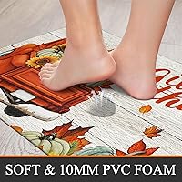 Vista 4 de Bsmathom Anti Fatigue Kitchen Rug Set of 2, Cushioned Non Slip Kitchen Rugs and Mats, Pumpkin Kitchen Mats for Floor Set, Waterproof Runner Rug