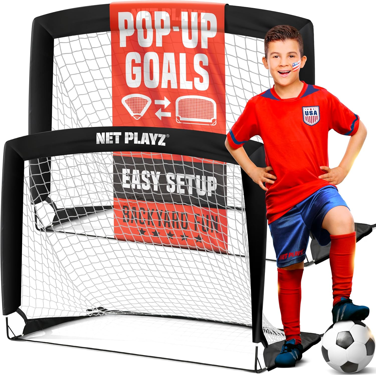NET PLAYZ 4ftx3ft Easy Fold-Up Portable Training Soccer Goal