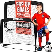 NETPLAYZ 4x3ft Portable Fold-Up Soccer Goals - Instant Pop-Up Training Nets with Stakes & Carrying Bag (2-Pack)