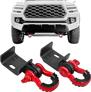 Front Demon Tow Hook Brackets with 3/4in Shackle D Rings Compatible with Fits for Toyota Tacoma 2009-2023