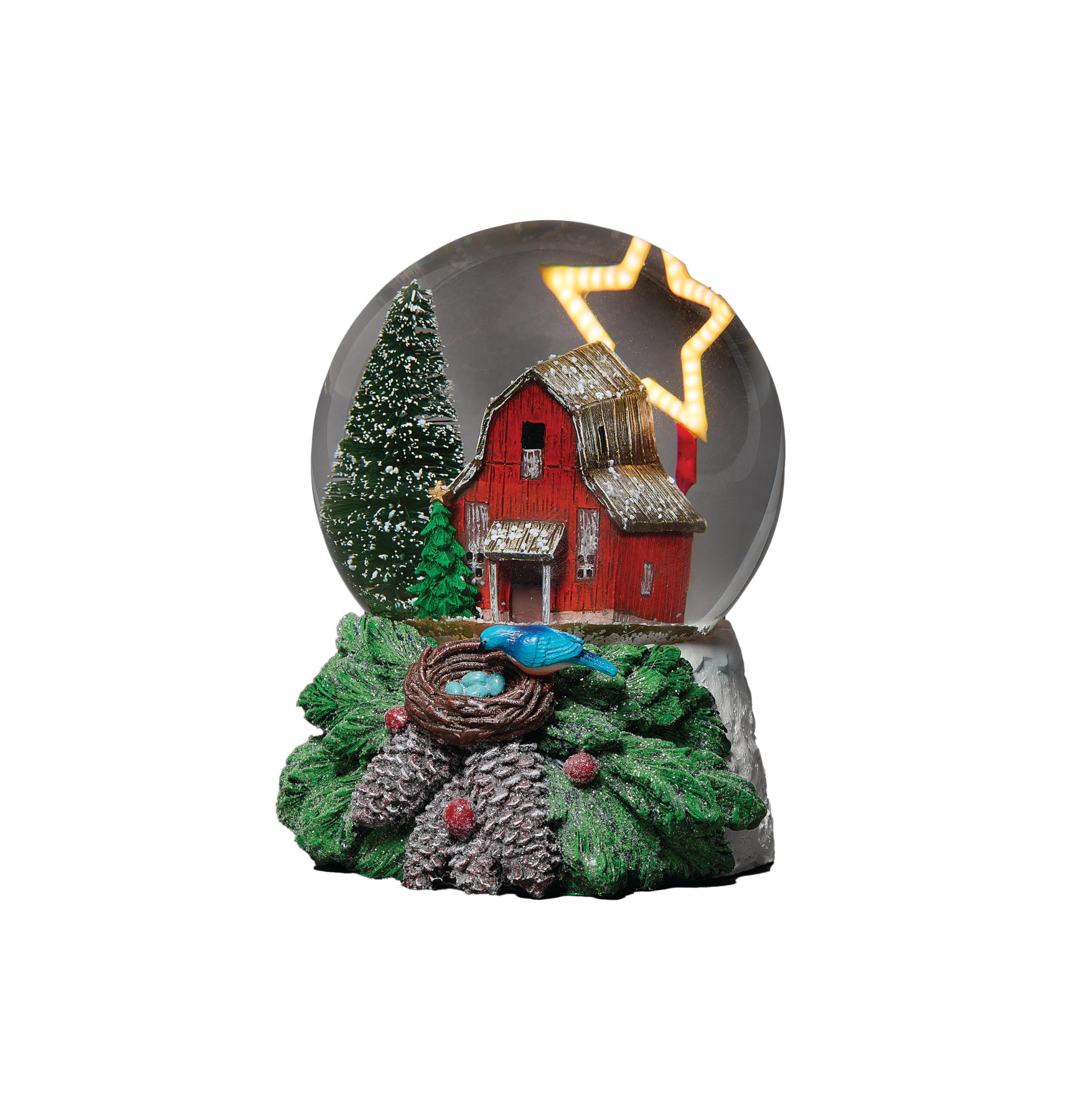 Granero de invierno decorativo de 5.5" con luz para centro de mesa navideño