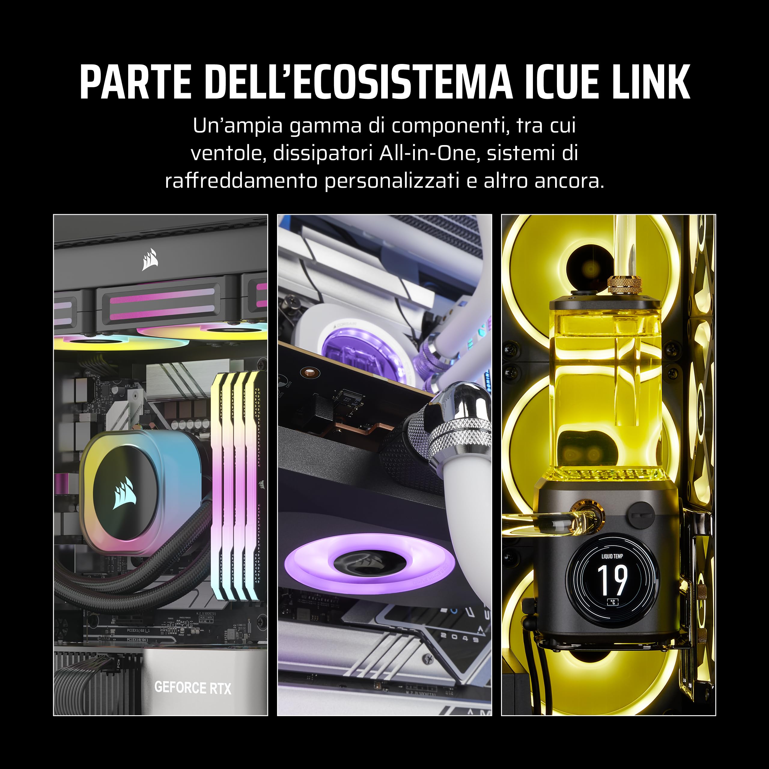 CORSAIR iCUE LINK LX140-R RGB 140mm Ventole PWM Invertite – Kit Doppia Ventola – Basso Rumore, CORSAIR Cuscinetto Magnetico a Cupola, Doppio Anello Luminoso, Viti QuikTurn™, Modalità Zero RPM – Nero