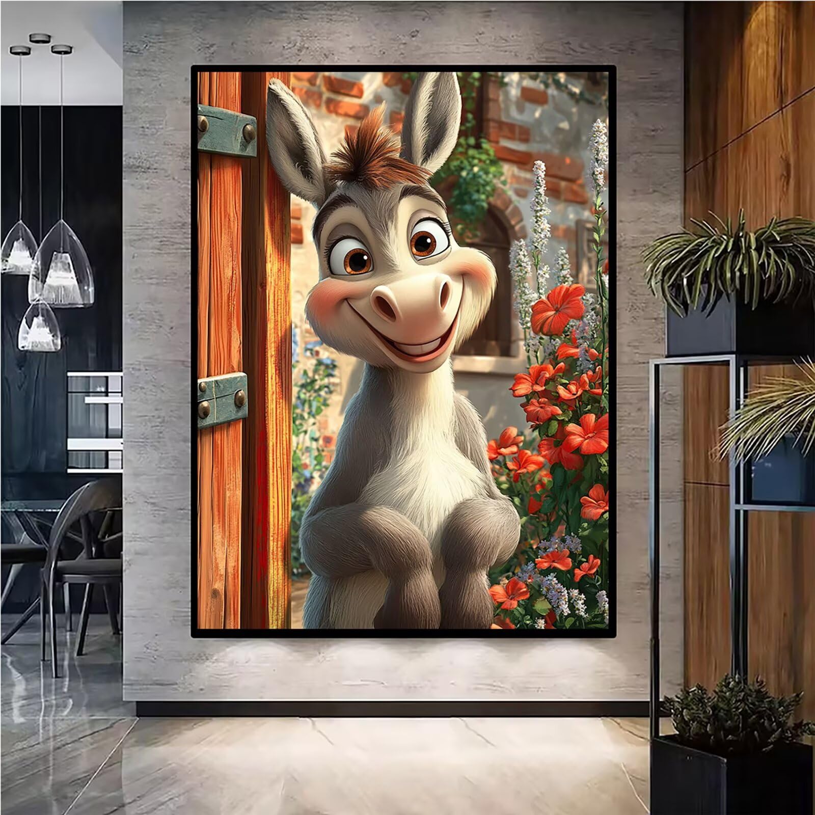 Diamond Painting Kit Completo, Diamond Painting Animale, 5D Quadrato Pittura Diamante Kit Manualidades Adultos DIY Diamantini Crystal Art Disegni Ricamo Punto Croce Artigianale, 60x90cm Asino j0-834