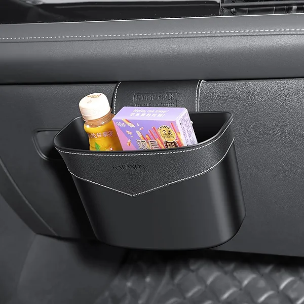 Car Trash Can Mini Trash Bin Garbage Organizer with Plastic Trash Bag Automotive Small Garbage Bin for Home Office Auto Vehicle Car Door Front Back Seat Storage Accessories (Glovebox trash can)