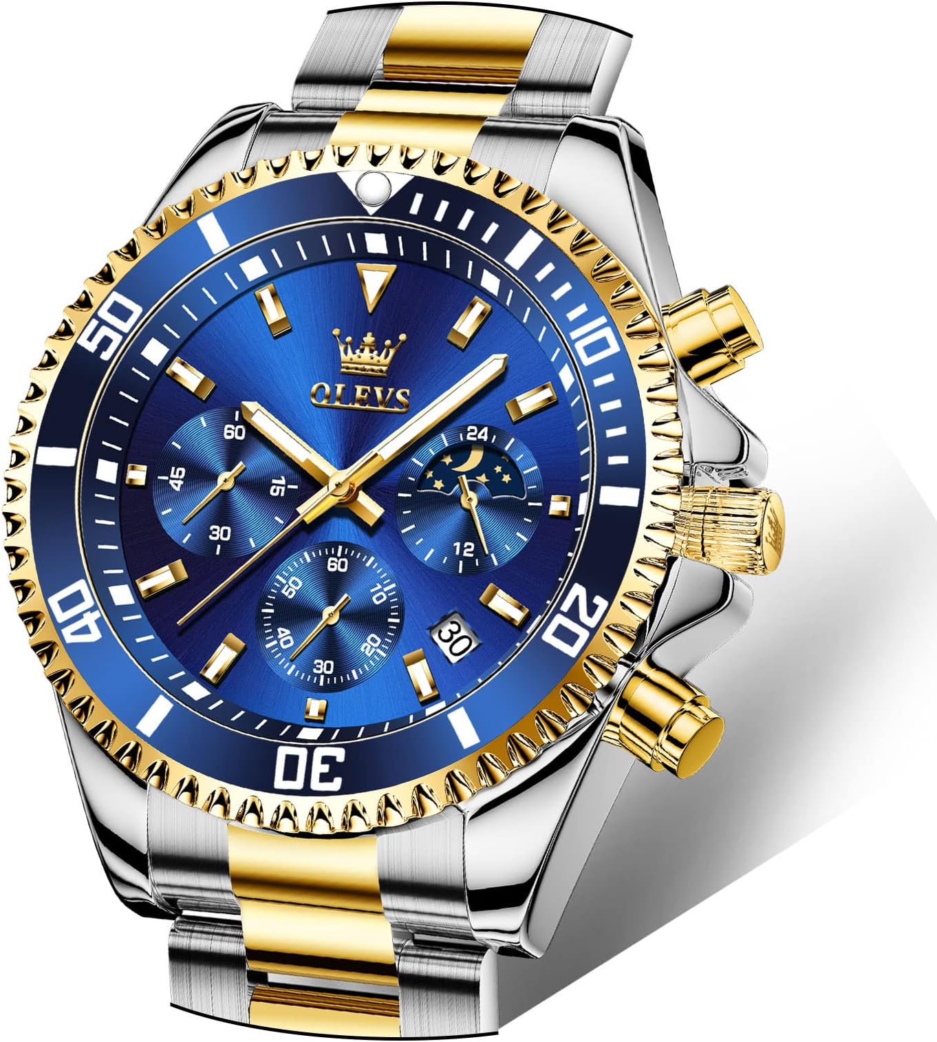 Mens Stainless Steel Watch Fashion Luxury Big Face Analog Waterproof