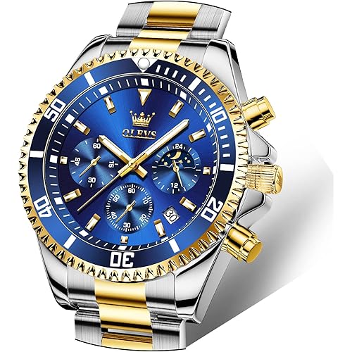 OLEVS Mens Watches Big Face Stainless Steel Waterproof Date Analog Quartz Watches Fashion BusinessWrist Watches for Men…