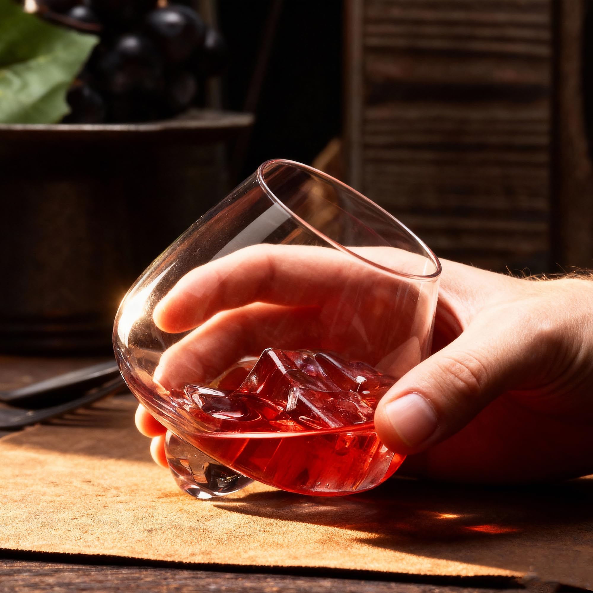 FAHIMEH Bicchieri Whisky Rum Cognac vino Cristallo Rotanti Senza Stelo Degustazione Vetro Inclinati Liquore brandy Cocktail Tumbler Grappa Bicchiere Personalizzato Regalo Set da 6pc 200ml