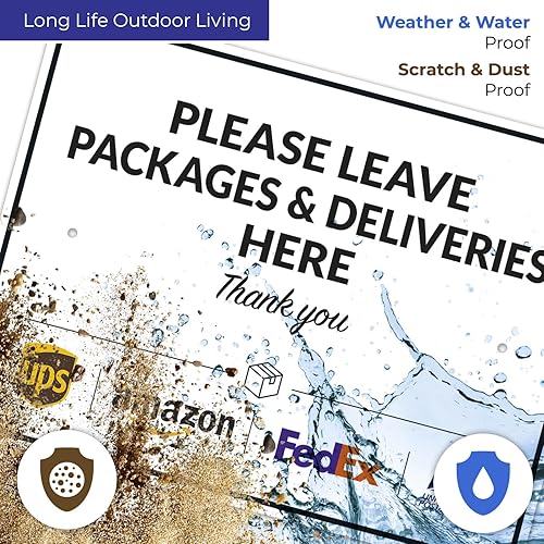 Vista 260 de Cartel de entrega del paquete, letrero de instrucciones de entrega, 10 x 7 pulgadas, aluminio 040 libre de óxido, resistente a la decoloración