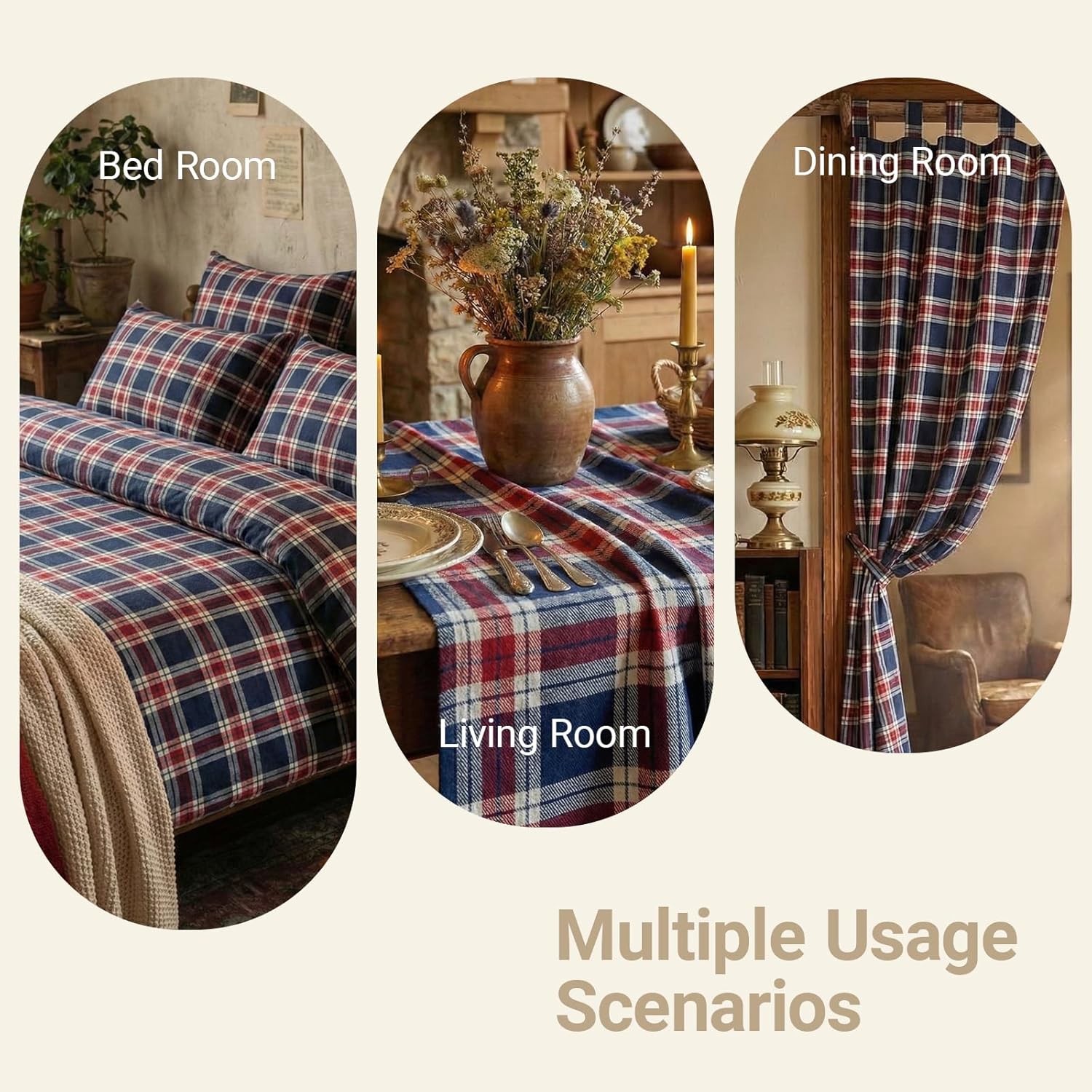 Q&J Fabric Co. 10 Yard x 57Inch Plaid Fabric,Gingham Fabric by the Yard, 4.42 oz/yd²,Checkered Cloth Tartan Poly-Cotton Material for Crafts,Quilting,Apparel,Tablecloths,DIY Decor (Navy Blue and Red)