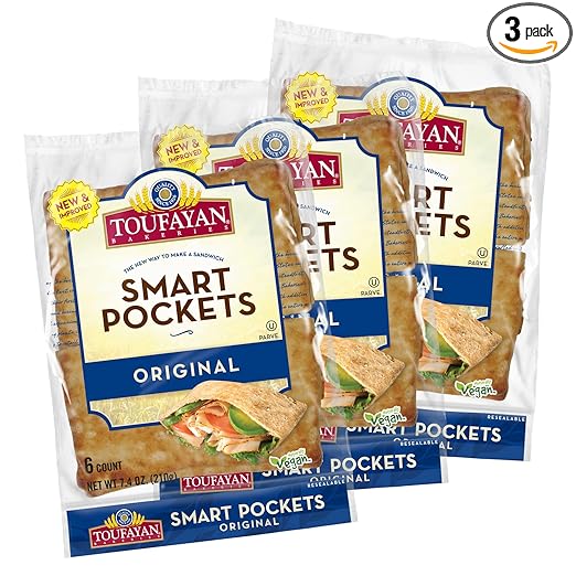 Toufayan Original Smart Pockets Pita Bread | Naturally Vegan (3 Pack)