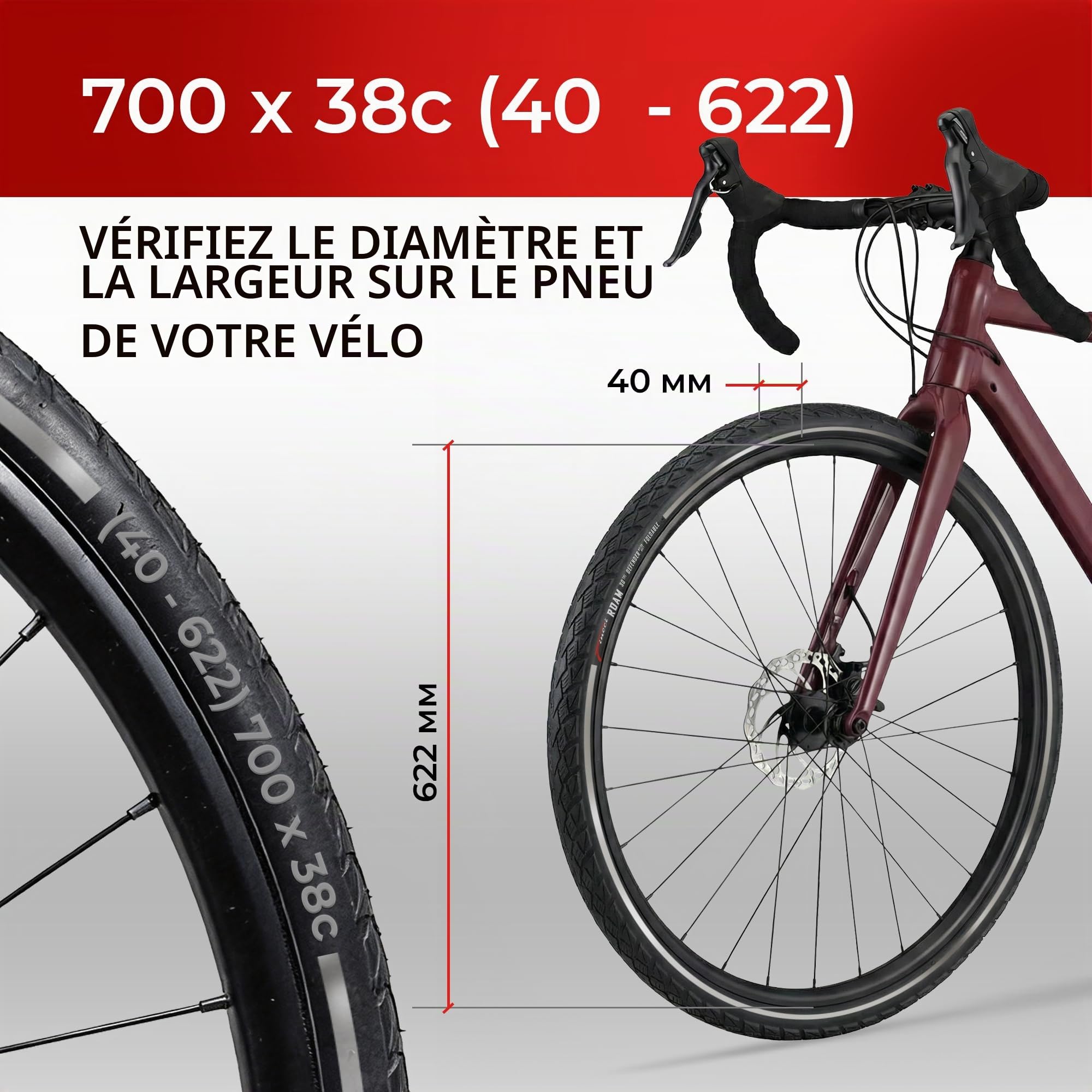 Fincci Paire Pneus 700x38c - Réfléchissant Pneus avec Protection Antiponcture Anti-Crevaison 3mm - pour 28-29 Pouces Route VTT Hybrid Gravel Velo Bicyclette avec Pneu 40-622, Un Paquet de 2