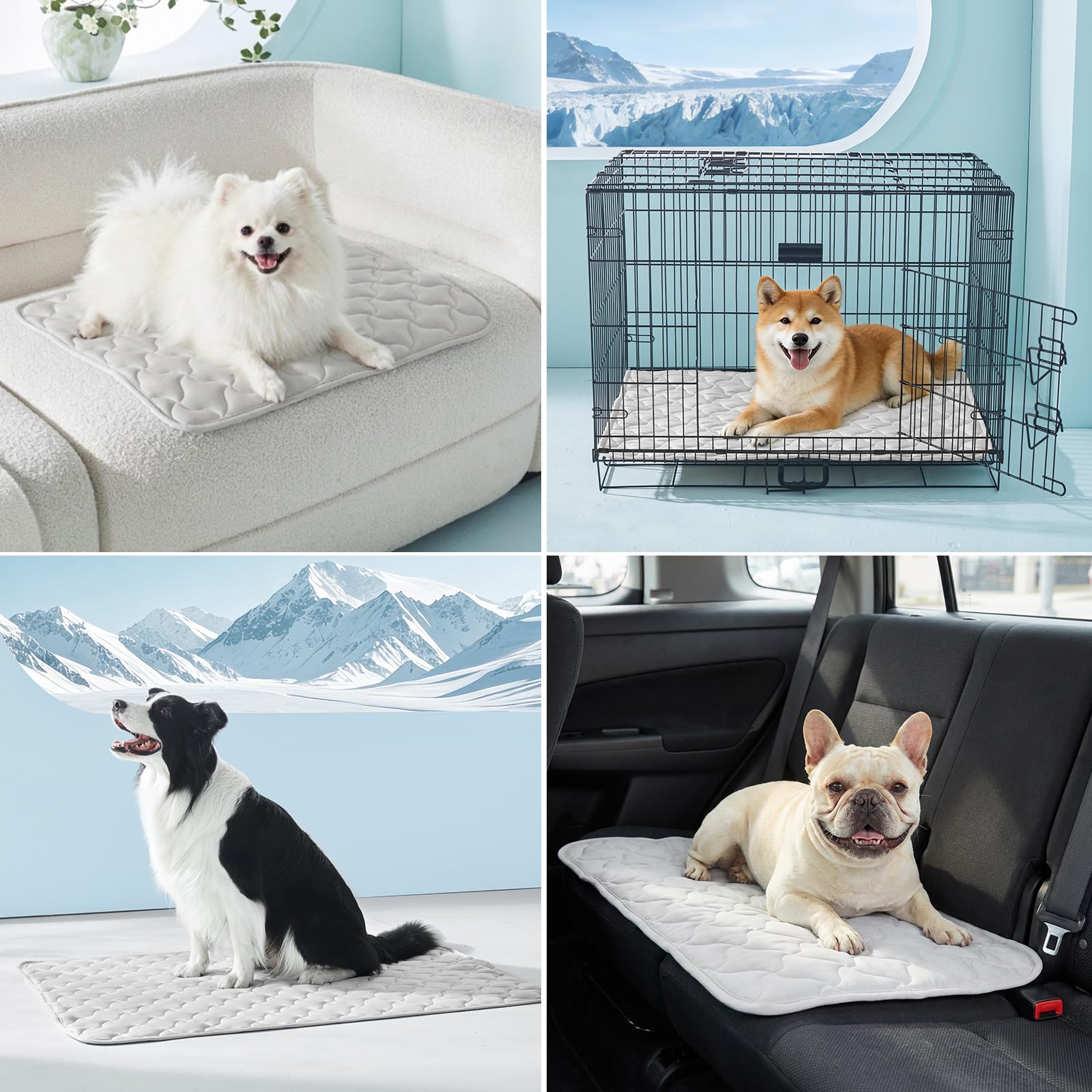 GASUR Tapis rafraîchissant épais pour chiens de très grande taille, intérieur imperméable et fibre froide Arc-Chill (Q-Max > 0,5) pour l'été, gris 111,8 x 81,3 cm
