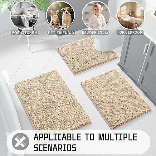 Miniatura 8 de Yimobra Tapetes de baño lavables, de felpilla súper suave y absorbente, para suelo y alfombra, de secado rápido, antideslizante, para bañera y