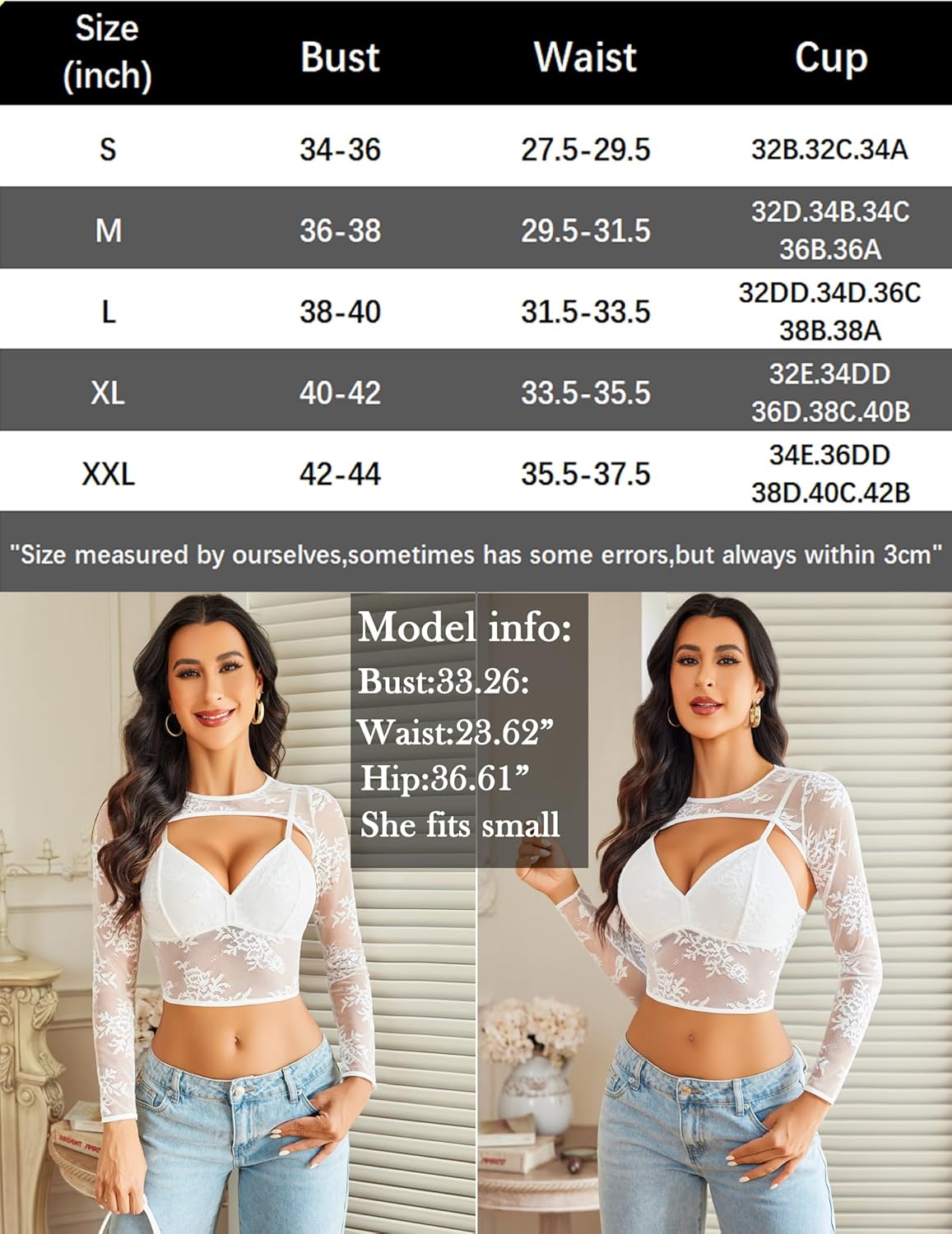 Avidlove Lace Cami Top with Shrug Long Sleeve Going Out Crop Tops Mesh See Through Camisole 2 Piece Clubwear - Image 6