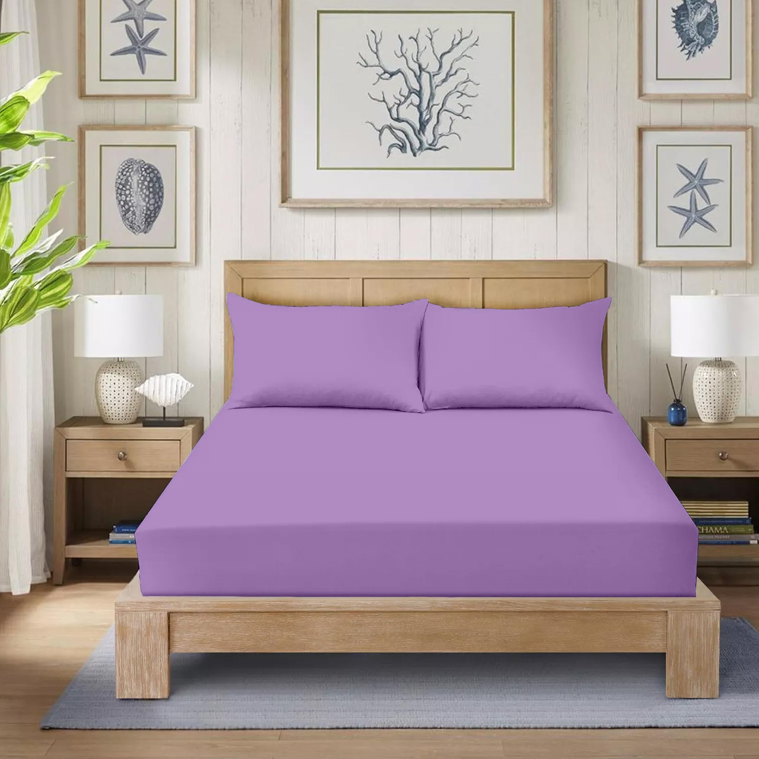 Egypto Polycotton Extra Deep Fitted Sheet King Size- Durable, Soft, Cool and Breathable Kingsize Fitted Bed Sheets 16"/40CM (King, Lilac)