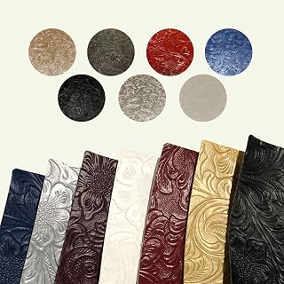 Tooled Faux Leather Sheets Western Cowboy Craft Pack, 7pcs Each 8.5"x11", Floral Embossed Vinyl Precuts, Craft DIY and Textured PU Pleather