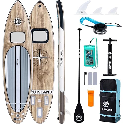 TRUISLAND Inflatable Paddle Board, Stand Up Paddle Board with Backpack, Non-Slip Thickened Deckpad, Waterproof Phone Case, Leash, Paddle, Hand Pump