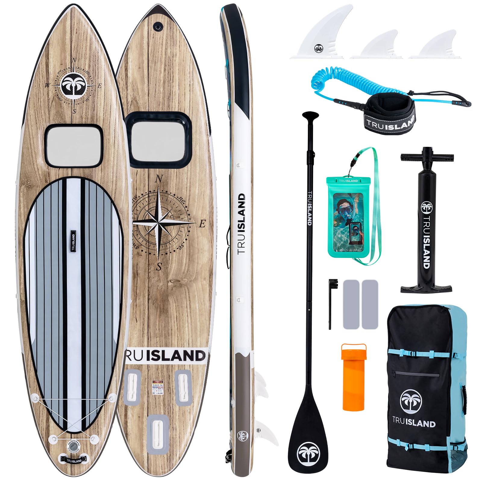 TRUISLAND Inflatable Paddle Board, Stand Up Paddle Board with Backpack, Non-Slip Thickened Deckpad, Waterproof Phone Case, Leash, Paddle, Hand Pump